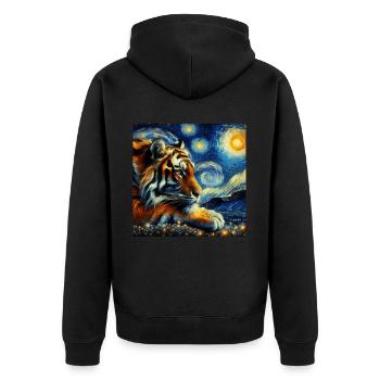Sumatra Tiger Starry Night - Unisex Premium Organic Zip Hoodie - black - Back - Nico (187cm)