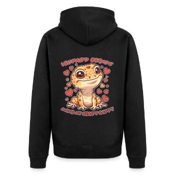 Leopardgecko Spruch Lustiges Leopardgecko Geschenk - Unisex Premium Bio Zip Hoodie - Schwarz - Hinten - Nico (187cm)