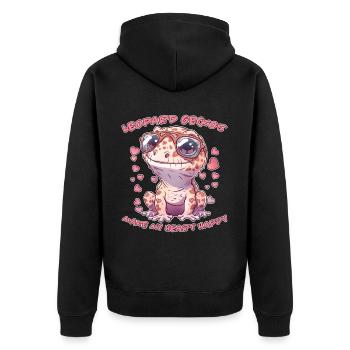 Leopardgecko Spruch Lustiges Leopardgecko Geschenk - Unisex Premium Bio Zip Hoodie - Schwarz - Hinten - Nico (187cm)