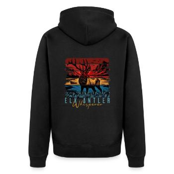 Antler Drop Poles Elk Antler Whisperer - Unisex Premium Organic Zip Hoodie - black - Back - Nico (187cm)