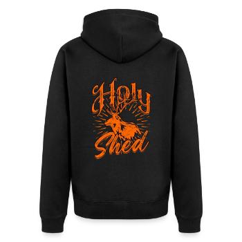 Antler Antler Hunting Throwing Poles Holy Shed - Unisex Premium Organic Zip Hoodie - black - Back - Nico (187cm)