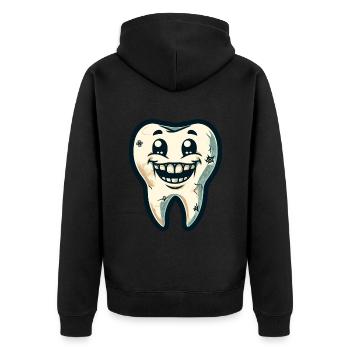 Halloween Zahnhygiene Lustiger Zombie Zahn - Unisex Premium Bio Zip Hoodie - Schwarz - Hinten - Nico (187cm)