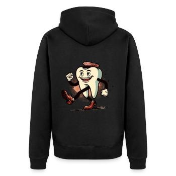 Karies Befallener Zahn Lustiges Halloween - Unisex Premium Bio Zip Hoodie - Schwarz - Hinten - Nico (187cm)