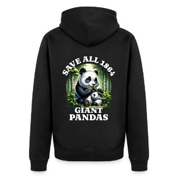 Panda Save Pandabär - Unisex Premium Bio Zip Hoodie - Schwarz - Hinten - Nico (187cm)