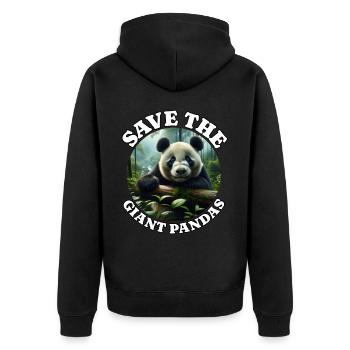 Pandabär Panda - Unisex Premium Bio Zip Hoodie - Schwarz - Hinten - Nico (187cm)