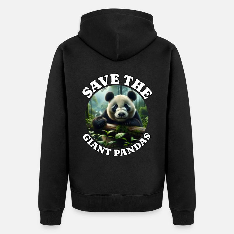 Pandabär Panda - Unisex Premium Bio Zip Hoodie - Schwarz