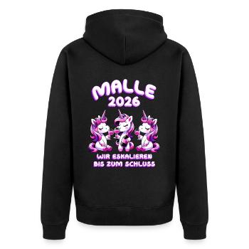 Malle 2026 On s’intensifie jusqu’au bout - Veste à capuche bio Premium Unisexe - noir - Dos - Nico (187cm)