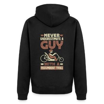 Funny Bike Sport Cycling Recumbent Bike - Unisex Premium Bio Zip Hoodie - Schwarz - Hinten - Nico (187cm)
