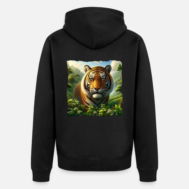 Tigre de Malaisie - Veste à capuche bio Premium Unisexe - noir