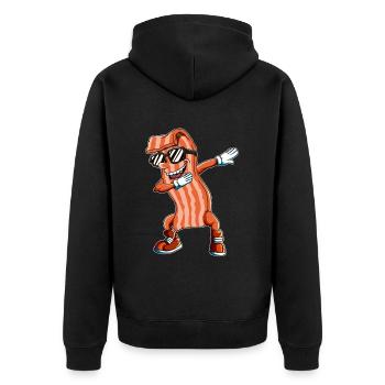 Schweine Bacon Speck Dab Dabbing Grill Shirt - Unisex Premium Bio Zip Hoodie - Schwarz - Hinten - Nico (187cm)