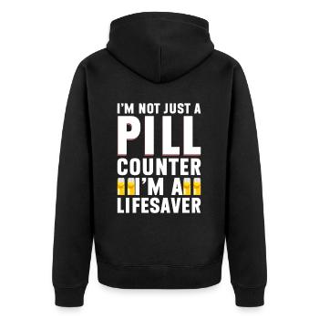 Pharmazeutischer Assistent Pharmazie Techniker - Unisex Premium Bio Zip Hoodie - Schwarz - Hinten - Nico (187cm)