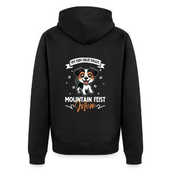 Mountain Feist Mama - Unisex Premium Bio Zip Hoodie - Schwarz - Hinten - Nico (187cm)