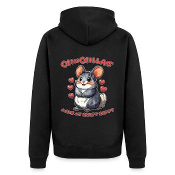Chinchilla disant drôle de cadeau de chinchilla - Veste à capuche bio Premium Unisexe - noir - Dos - Nico (187cm)