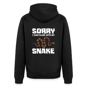 Schlange Haustier - Unisex Premium Bio Zip Hoodie - Schwarz - Hinten - Nico (187cm)