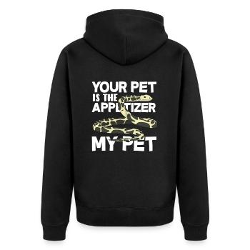 Schlange Haustier Lustiger Spruch - Unisex Premium Bio Zip Hoodie - Schwarz - Hinten - Nico (187cm)