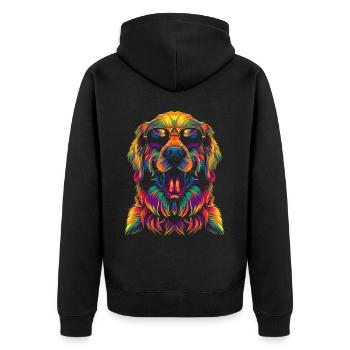 Golden Retriever Hund Sonnenbrille Popart - Unisex Premium Bio Zip Hoodie - Schwarz - Hinten - Nico (187cm)