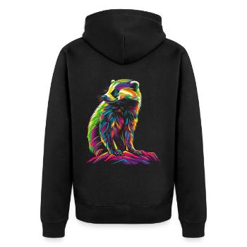 Miel Blaireau Ratel Popart - Veste à capuche bio Premium Unisexe - noir - Dos - Nico (187cm)