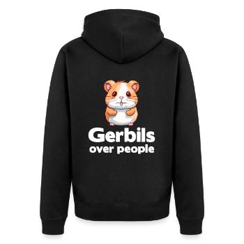 Gerbils instead of people lovers - Unisex Premium Organic Zip Hoodie - black - Back - Nico (187cm)