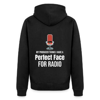 Mein Produzent Meint, Ich Hätte Das Perfekte - Unisex Premium Bio Zip Hoodie - Schwarz - Hinten - Nico (187cm)