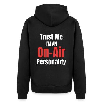 Vertrauen Sie Mir, Ich Bin Ein - Unisex Premium Bio Zip Hoodie - Schwarz - Hinten - Nico (187cm)