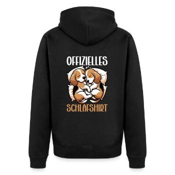 Offizielles Schlafshirt Lustiger Beagle Hund - Unisex Premium Bio Zip Hoodie - Schwarz - Hinten - Nico (187cm)