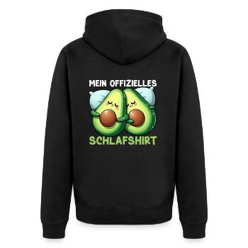 Offizielles Schlafshirt Lustige Avocado Pyjama - Unisex Premium Bio Zip Hoodie - Schwarz - Hinten - Nico (187cm)