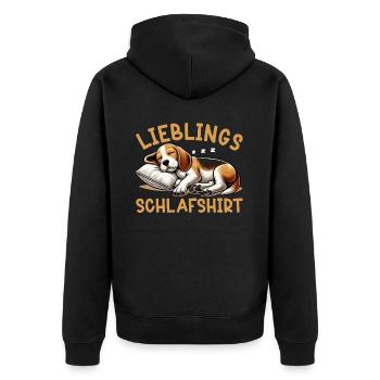 Official Sleep Shirt Funny Beagle Dog - Unisex Premium Organic Zip Hoodie - black - Back - Nico (187cm)