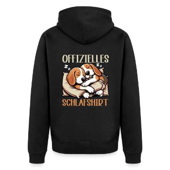 Official Sleep Shirt Funny Beagle Dog - Unisex Premium Organic Zip Hoodie - black - Back - Nico (187cm)