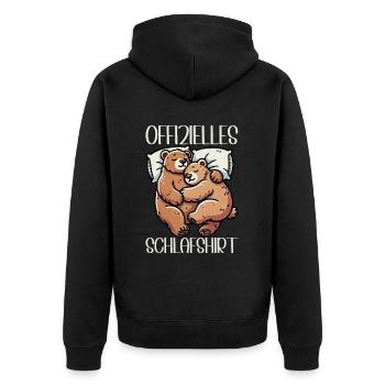 Offizielles Schlafshirt Lustiger Grizzly Bär - Unisex Premium Bio Zip Hoodie - Schwarz - Hinten - Nico (187cm)
