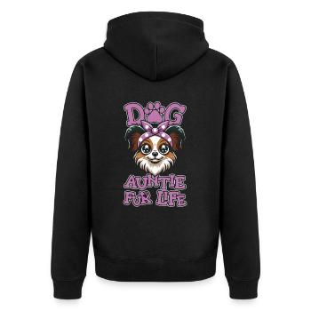 Papillon Chien Tante Pour La Vie - Veste à capuche bio Premium Unisexe - noir - Dos - Nico (187cm)