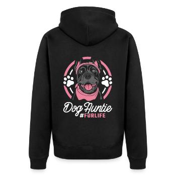Cane Corso Dog Aunt Fur Life - Unisex Premium Bio Zip Hoodie - Schwarz - Hinten - Nico (187cm)