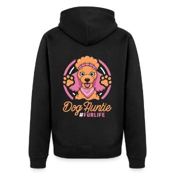 Pudel Dog Aunt Fur Life - Unisex Premium Bio Zip Hoodie - Schwarz - Hinten - Nico (187cm)