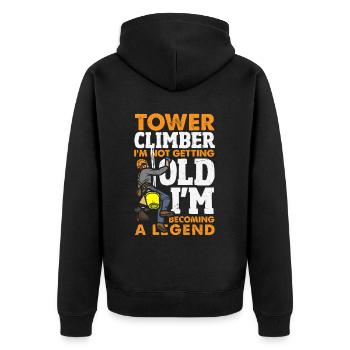 Tower Climber Technician Tower Worker - Unisex Premium Organic Zip Hoodie - black - Back - Nico (187cm)