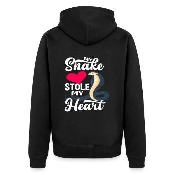 Schlange Herz Liebe - Unisex Premium Bio Zip Hoodie - Schwarz - Hinten - Nico (187cm)