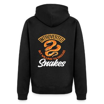Schlange Introvertiert - Unisex Premium Bio Zip Hoodie - Schwarz - Hinten - Nico (187cm)