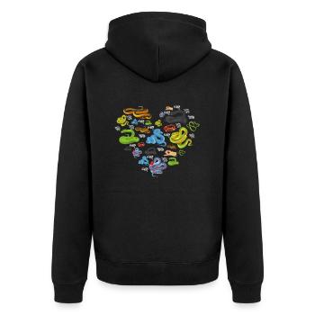 Herz Schlangen - Unisex Premium Bio Zip Hoodie - Schwarz - Hinten - Nico (187cm)