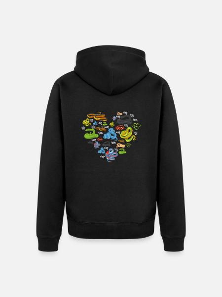Heart Snakes - Unisex Premium Organic Zip Hoodie - black