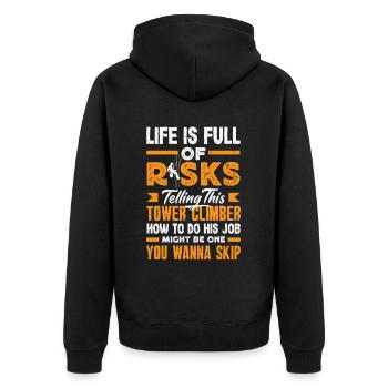 Tower Climber Technician Tower Worker - Unisex Premium Organic Zip Hoodie - black - Back - Nico (187cm)