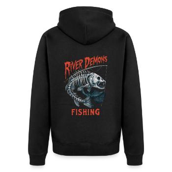 River Demons Fishing für eine Anglerin Fischerin - Unisex Premium Bio Zip Hoodie - Schwarz - Hinten - Nico (187cm)