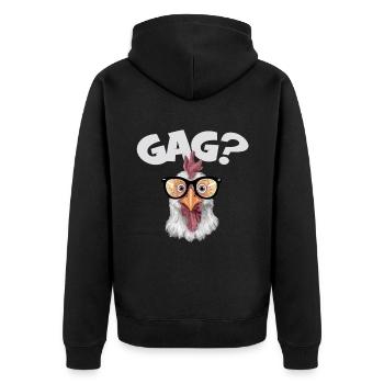 Lustige Henne mit Sonnenrbrille GAG - Unisex Premium Bio Zip Hoodie - Schwarz - Hinten - Nico (187cm)