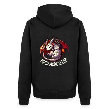 Need more sleep, funny dragon design - Unisex Premium Organic Zip Hoodie - black - Back - Nico (187cm)