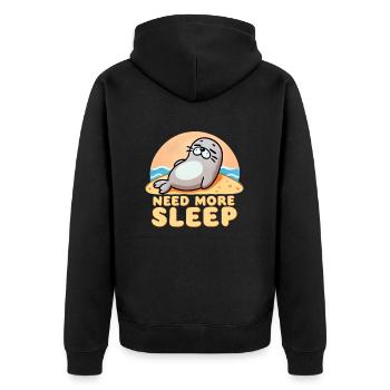 Need more sleep, funny seal - Unisex Premium Organic Zip Hoodie - black - Back - Nico (187cm)