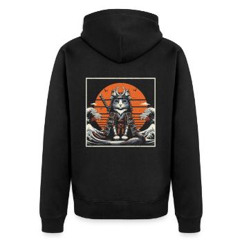Samurai - Unisex Premium Organic Zip Hoodie - black - Back - Nico (187cm)