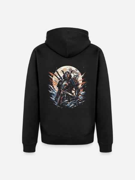 Samurai Ronin Schwertkampf Krieger Geschenk - Unisex Premium Bio Zip Hoodie - Schwarz