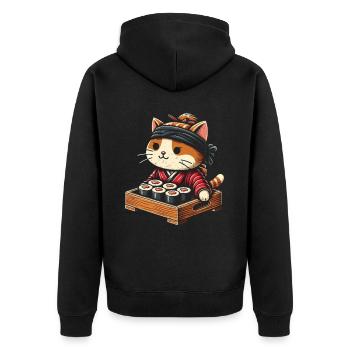 Sushi - Unisex Premium Bio Zip Hoodie - Schwarz - Hinten - Nico (187cm)