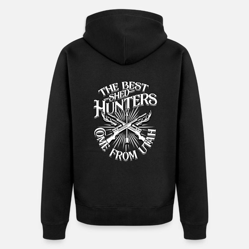Geweih Geweihjagd Abwurfstangen - Unisex Premium Bio Zip Hoodie - Schwarz