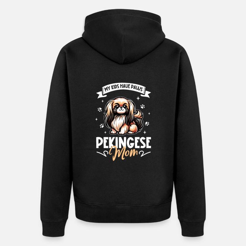 Pekingese Mama - Unisex Premium Bio Zip Hoodie - Schwarz
