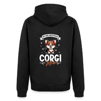 Welsh Corgi Pembroke Mom - Unisex Premium Organic Zip Hoodie - black - Back - Nico (187cm)
