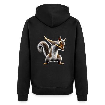 Funny Dabbing Squirrel Animal Lover Animals - Unisex Premium Organic Zip Hoodie - black - Back - Nico (187cm)