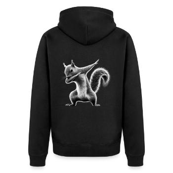 Funny Dabbing Squirrel Animal Lover Animals - Unisex Premium Organic Zip Hoodie - black - Back - Nico (187cm)